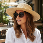 Chapeau de paille à bord large et style naturel