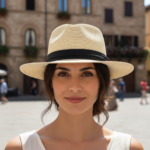 Chapeau panama tressé avec bande noire – Image 12