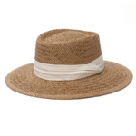 Chapeau en paille avec ruban clair allure estivale