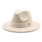 Chapeau fedora beige en feutre chic minimaliste et raffiné – Image 2