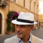 Chapeau panama classique blanc avec ruban noir