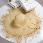 Chapeau de paille bohème à large bord effiloché – Image 16