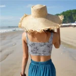 Chapeau de paille bohème à large bord effiloché – Image 7