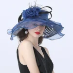 Chapeau de mariage femme élégant avec voile et fleurs en organza