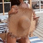 Chapeau de paille bohème à large bord effiloché – Image 12