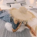 Chapeau de paille bohème à large bord effiloché – Image 14