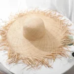 Chapeau de paille bohème à large bord effiloché – Image 15