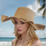 Chapeau de paille ondulé protection solaire