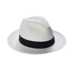 Chapeau panama classique blanc avec ruban noir – Image 6