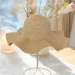 Chapeau de paille ondulé protection solaire – Image 3