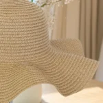 Chapeau de paille ondulé protection solaire – Image 5
