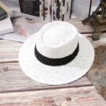 Chapeau en paille avec ruban clair allure estivale – Image 7
