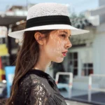 Chapeau en paille avec ruban clair allure estivale – Image 6