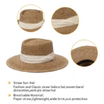 Chapeau en paille avec ruban clair allure estivale – Image 4