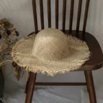 Chapeau de paille bohème et décontracté à bord effiloché – Image 13