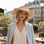 Chapeau canotier en paille tressée et ruban raffiné – Image 6