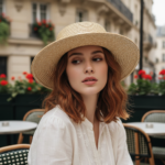 Chapeau canotier en paille tressée et ruban raffiné – Image 7