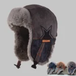 Chapka en fourrure épaisse avec motif étoile