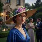 Chapeau de paille à large bord avec fleurs – chapeau élégant pour cérémonie