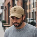 Casquette camel en coton – style vintage unisexe