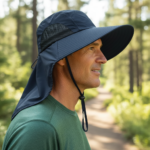 Chapeau anti-UV large bord avec protection nuque
