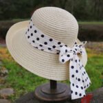 Chapeau de paille  pour femme avec ruban à pois – Image 7