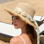 Chapeau de paille en raphia pour femme à dessus plat – Image 6