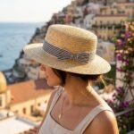 Chapeau Canotier en Paille Fine pour Femme avec Ruban Rayé et Nœud Élégant – Image 4