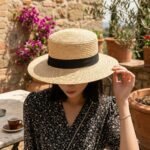 Chapeau de Soleil Canotier Anti-UV UPF 50+ en Paille de Blé avec Ruban Noir – Image 6