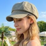 Béret octogonal vintage à carreaux pour femme – Image 2