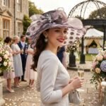 Chapeau de cérémonie en organza à large bord pour femmes – Image 3