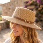 Chapeau de paille respirant avec ceinture décorative