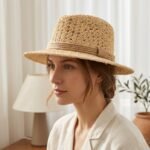 Chapeau coréen en paille tressée pour femme – Image 4