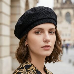 Béret octogonal en dentelle pour femme