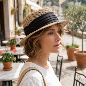 Chapeau de paille tressée décontracté pour femme
