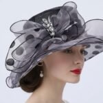 Chapeau de cérémonie en organza à large bord pour femmes – Image 4
