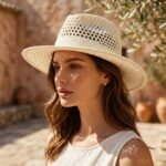 Chapeau de soleil en paille style fedora pour femme