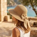 Chapeau de soleil élégant en paille avec nœud décoratif – Image 5