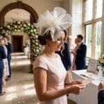 Chapeau de Mariage Fascinator Bibi en Maille et Plumes avec Serre-Tête Amovible – Image 8