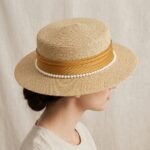 Chapeau canotier d'été élégant orné de perles – Image 4