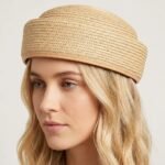 Chapeau de paille rond style béret pour femme