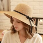 Chapeau de paille pliable style cloche romantique avec ruban – Image 5