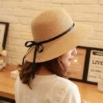 Chapeau de paille pliable style cloche romantique avec ruban – Image 6