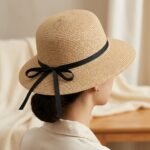 Chapeau de paille pliable style cloche romantique avec ruban – Image 7