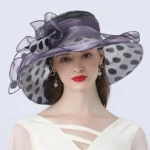 Chapeau de cérémonie en organza à large bord pour femmes – Image 6
