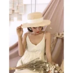 Chapeau de paille élégant avec nœud pour femme – Image 4