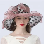 Chapeau de cérémonie en organza à large bord pour femmes – Image 8