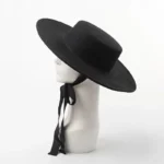 Chapeau canotier en laine à large bord pour femme – Image 4