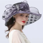 Chapeau de cérémonie en organza à large bord pour femmes – Image 5