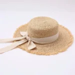 Chapeau de paille élégant avec nœud pour femme – Image 2